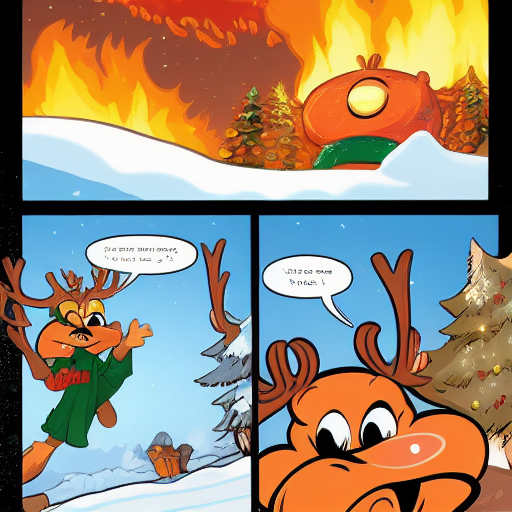 00838-3463250401-The face is hideous,Angry Reindeer Comic Style run on the snow, Merry Christmas titles,The reindeer caught fire, Art Baltazar,Ma.png